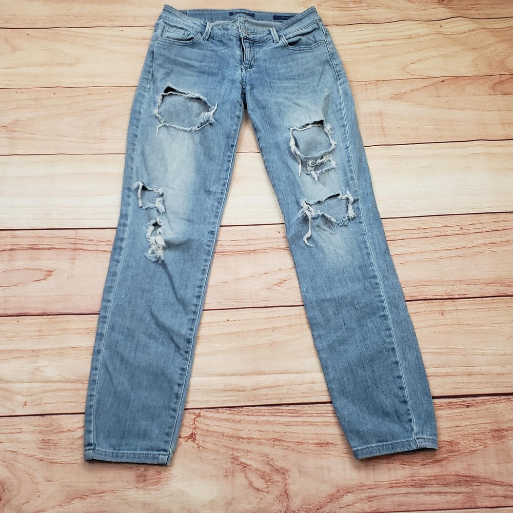 Guess Jeans Womens 28 Blue Kate Skinny Distressed Ripped Light Wash Denim Pants‎
